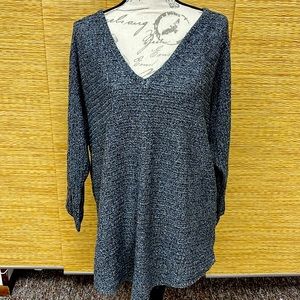 Grey and white v-neck sweater